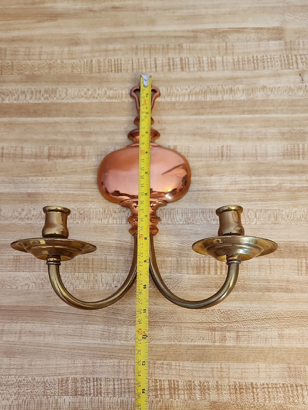 Brass & Copper Wall Candle Sconces - Pair